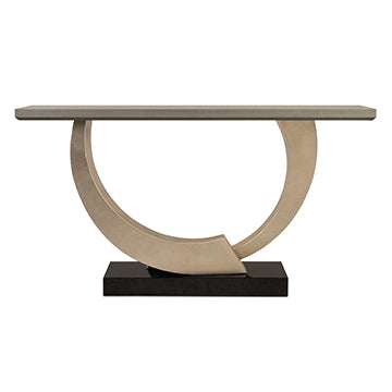 Halo Console Table - Warm Antiqued Silver Leaf