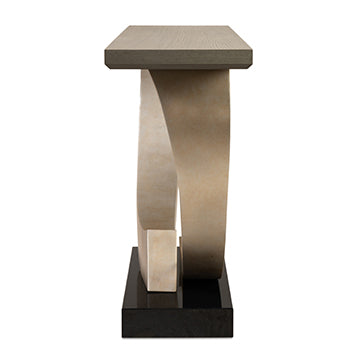 Halo Console Table - Warm Antiqued Silver Leaf
