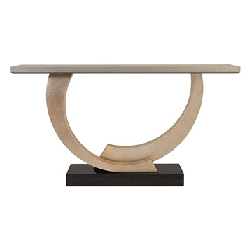 Halo Console Table - Warm Antiqued Silver Leaf