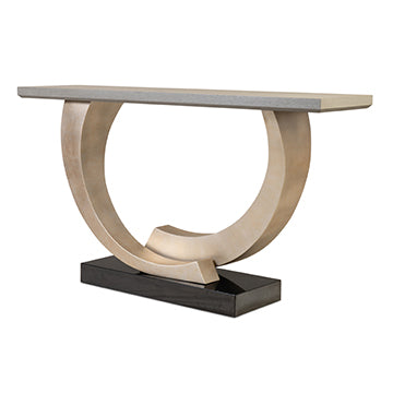 Halo Console Table - Warm Antiqued Silver Leaf