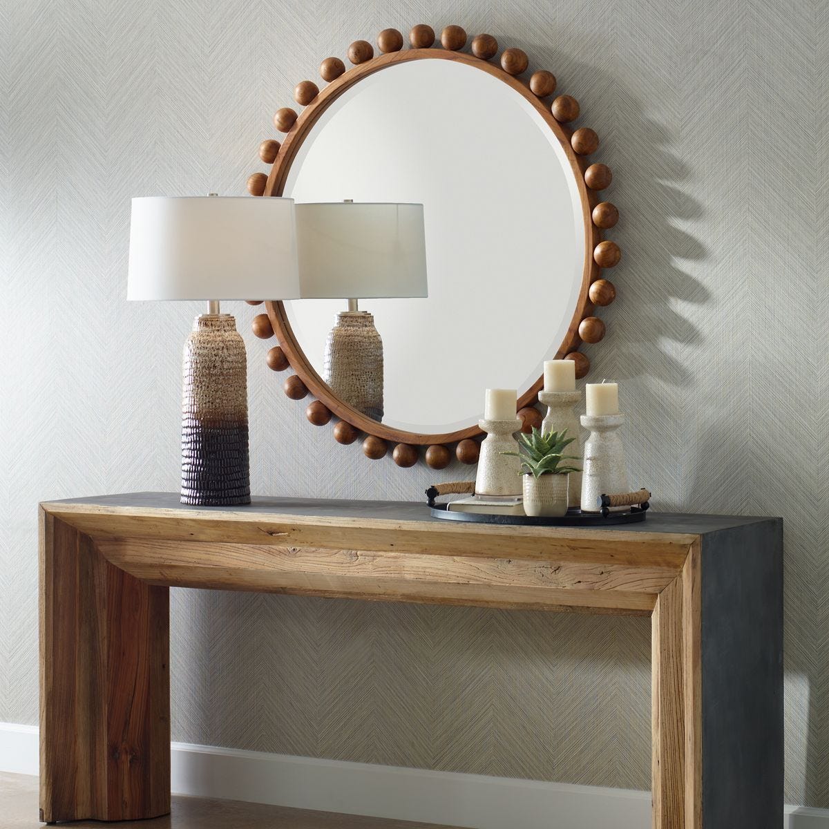 Cyra Wood Round Mirror, Walnut – Mirrors by Uttermost | Sutter & Vale