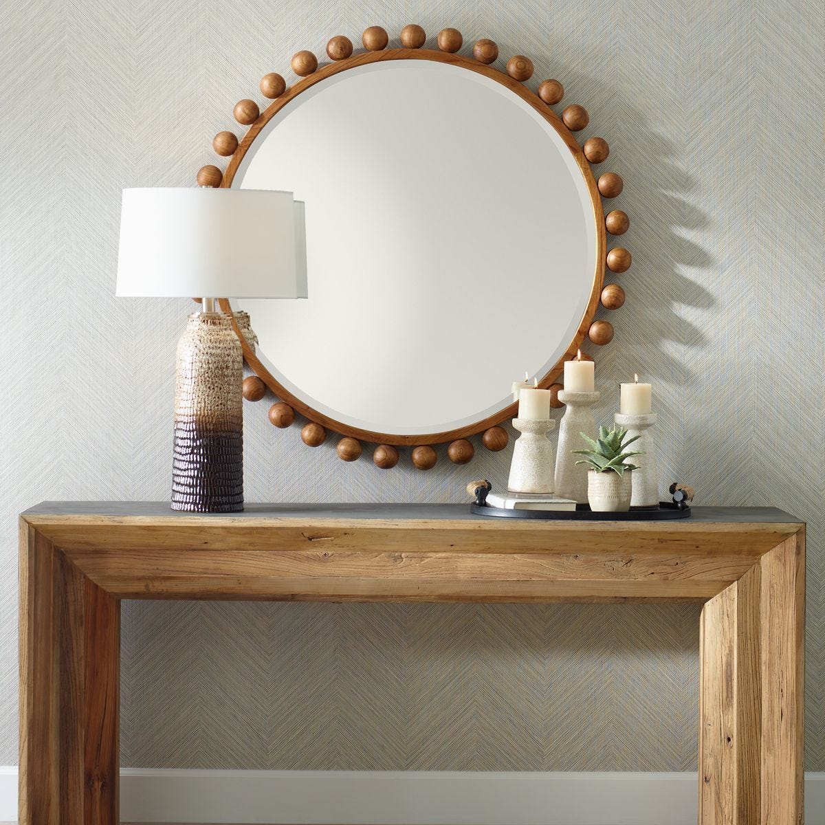Cyra Wood Round Mirror, Walnut – Mirrors by Uttermost | Sutter & Vale