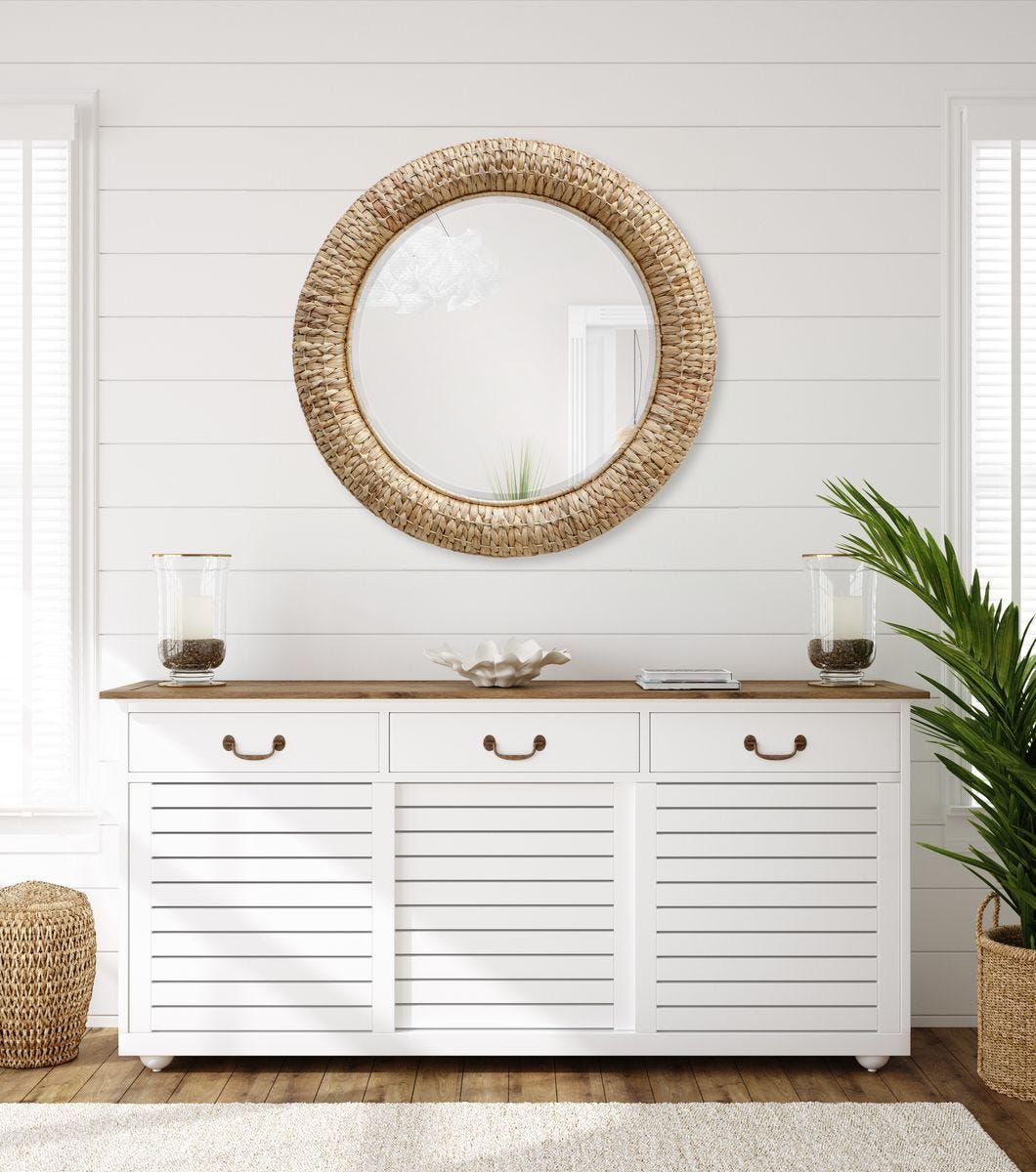 Twisted Seagrass Round Mirror – Mirrors by Uttermost | Sutter & Vale