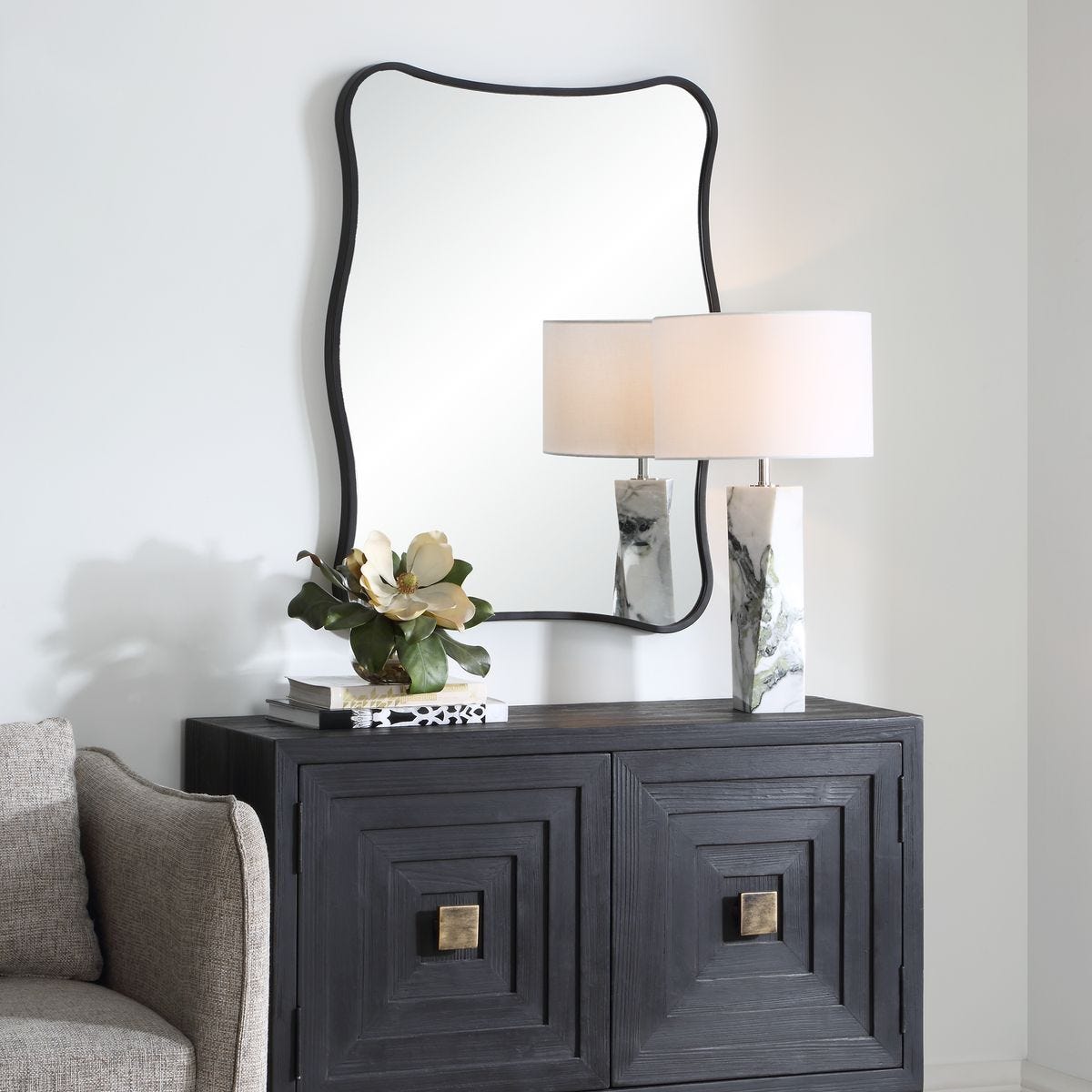Pavia Vanity Mirror, Black – Mirrors by Uttermost | Sutter & Vale