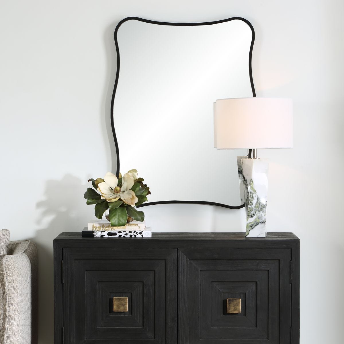 Pavia Vanity Mirror, Black – Mirrors by Uttermost | Sutter & Vale