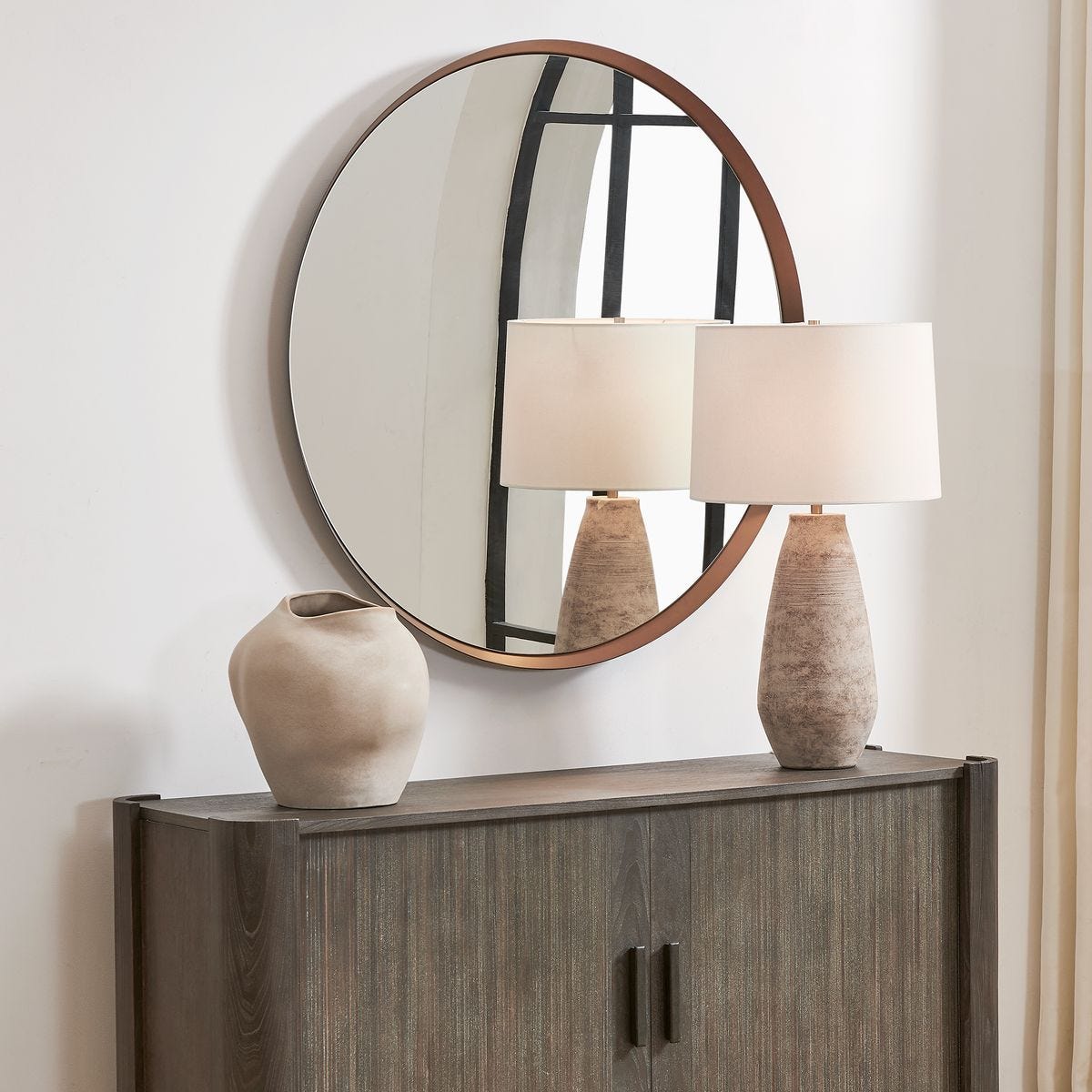 Torrado Round Mirror, Bronze