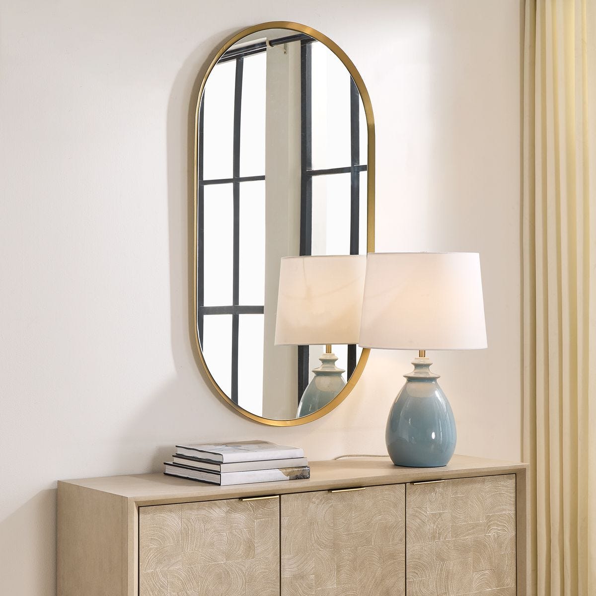Torrado Oval Mirror, Brass