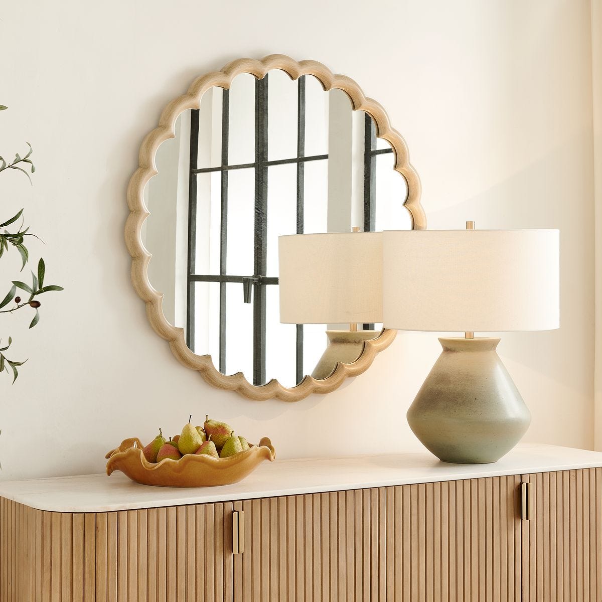 Cerrito Round Mirror, Burnished Ivory