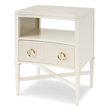 Reeded Petite Nightstand - Linen in Linen – Ambella Home