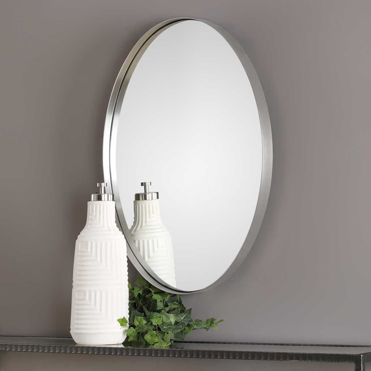 Pursley Oval Mirror, Nickel – Mirrors by Uttermost | Sutter & Vale