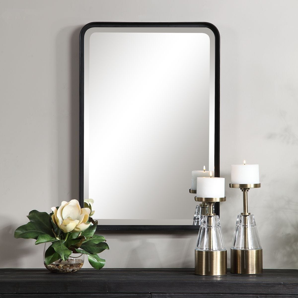 Crofton Vanity Mirror, Black – Mirrors by Uttermost | Sutter & Vale