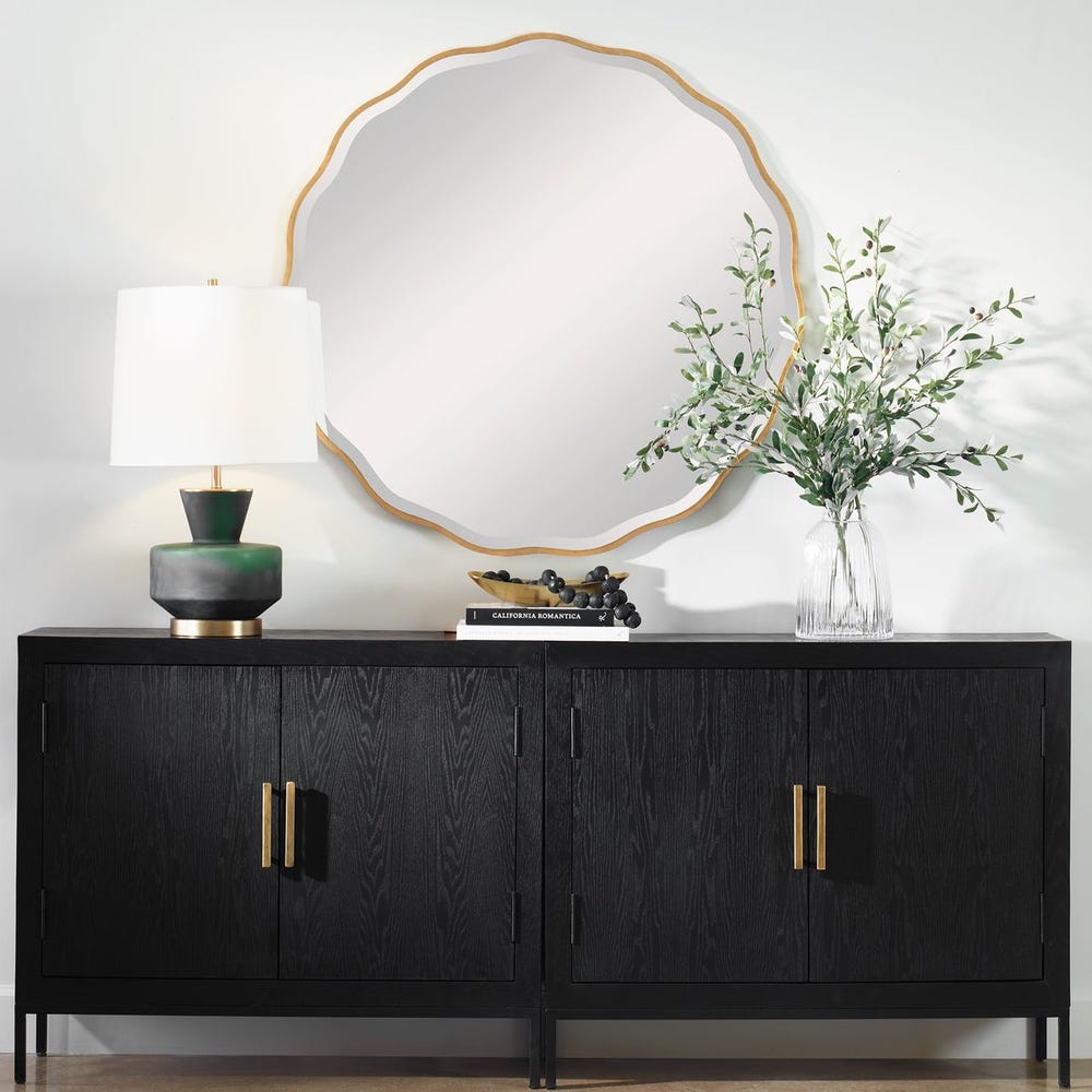 Aneta Round Mirror, Gold
