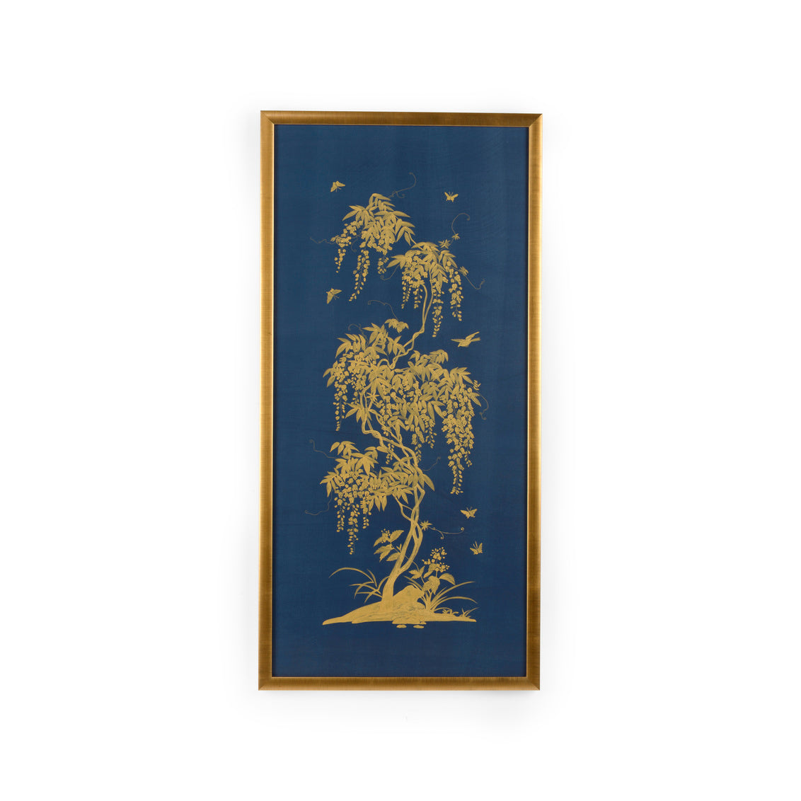 Gold Flowering Tree On Blue B