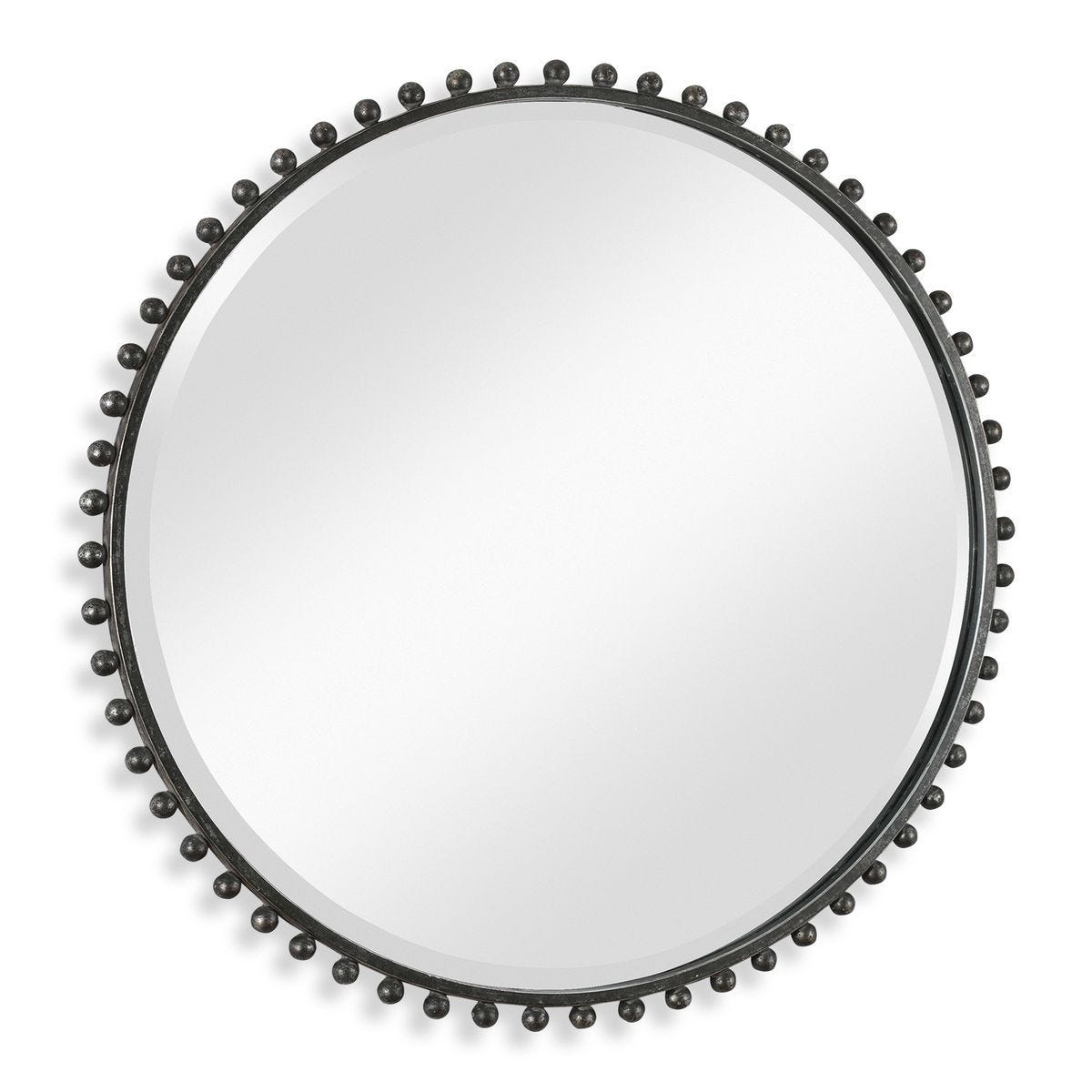 Taza Round Mirror, Distressed Black – Mirrors by Uttermost | Sutter & Vale