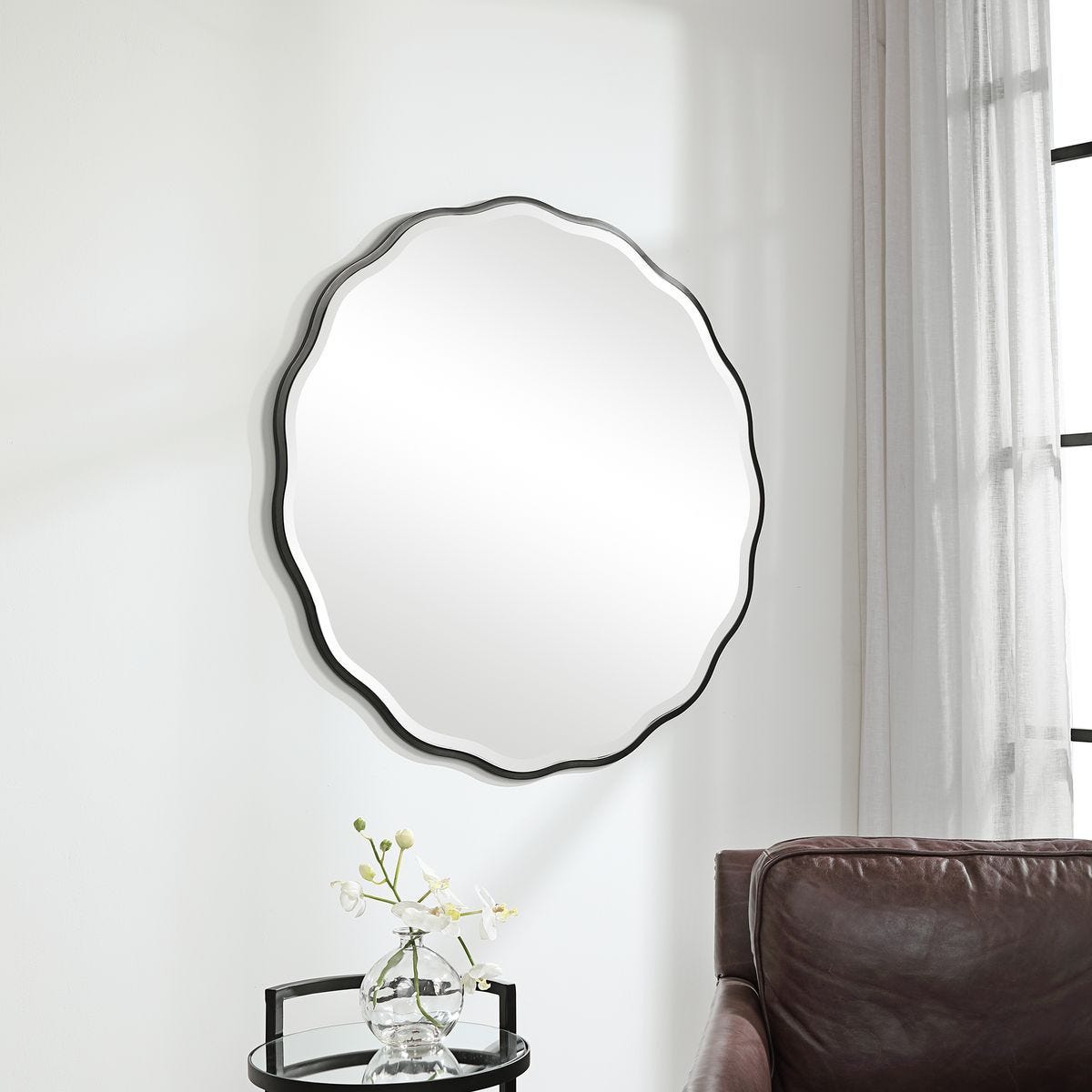 Aneta Round Mirror, Black – Mirrors by Uttermost | Sutter & Vale