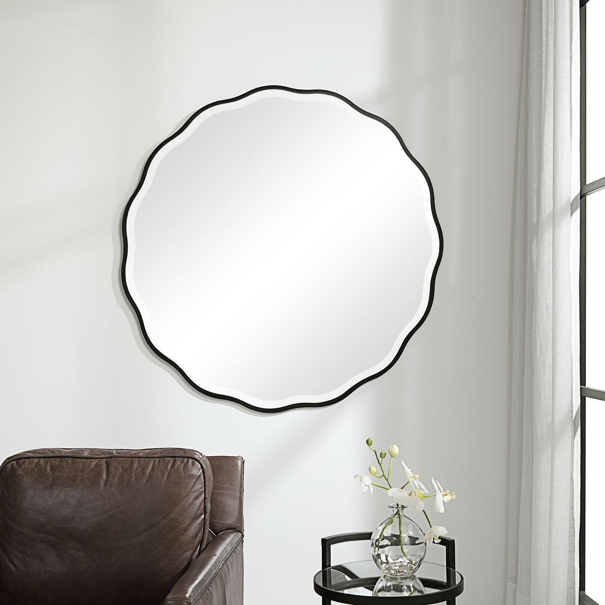 Aneta Round Mirror, Black – Mirrors by Uttermost | Sutter & Vale