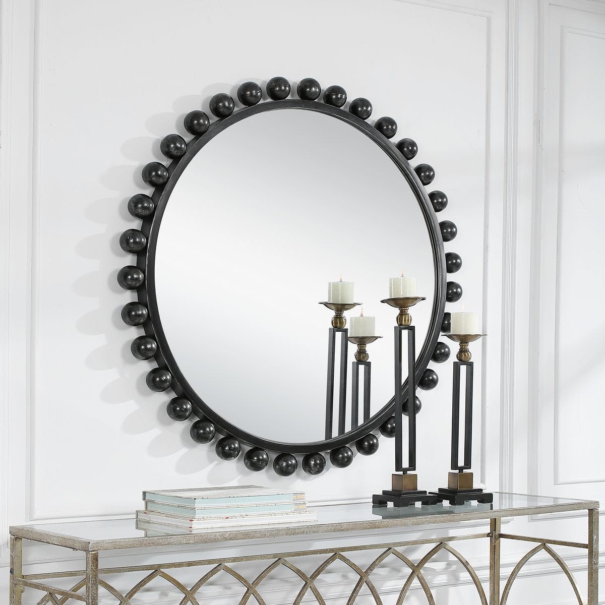 Cyra Round Mirror, Black – Mirrors by Uttermost | Sutter & Vale