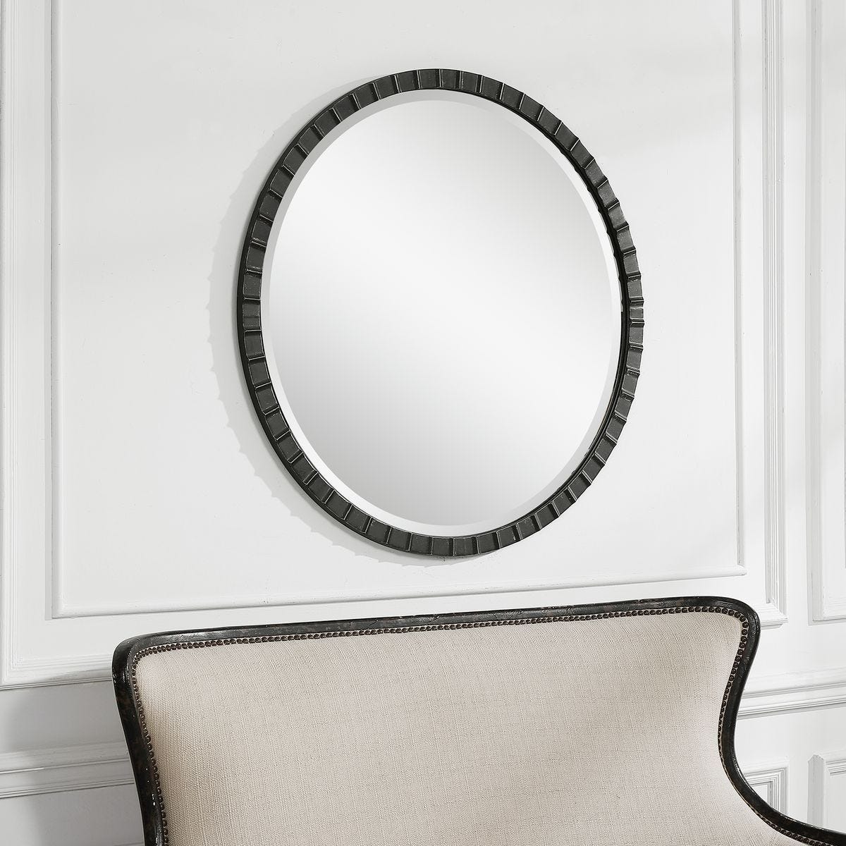 Dandridge Round Mirror, Black – Mirrors by Uttermost | Sutter & Vale