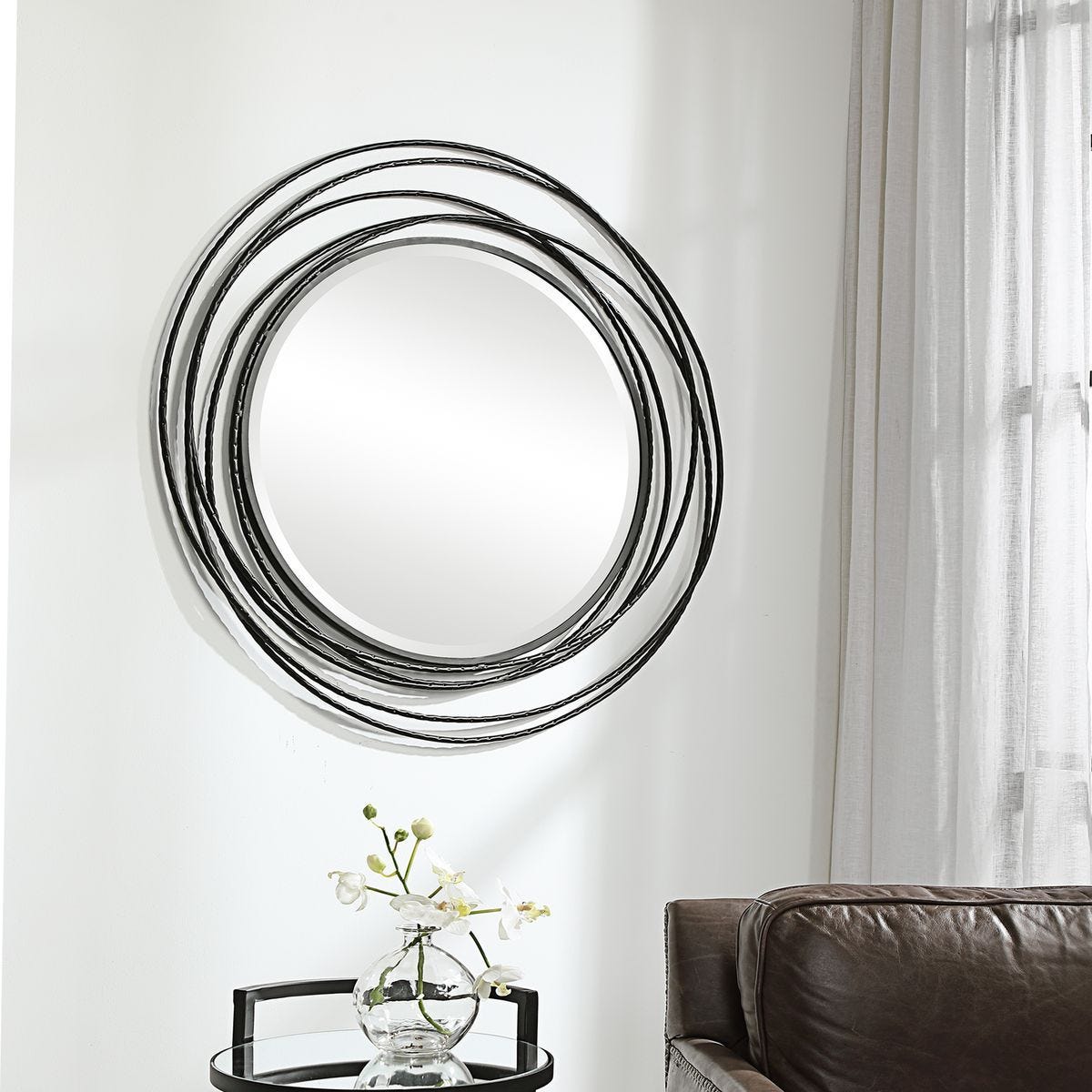 Whirlwind Round Mirror, Black – Mirrors by Uttermost | Sutter & Vale
