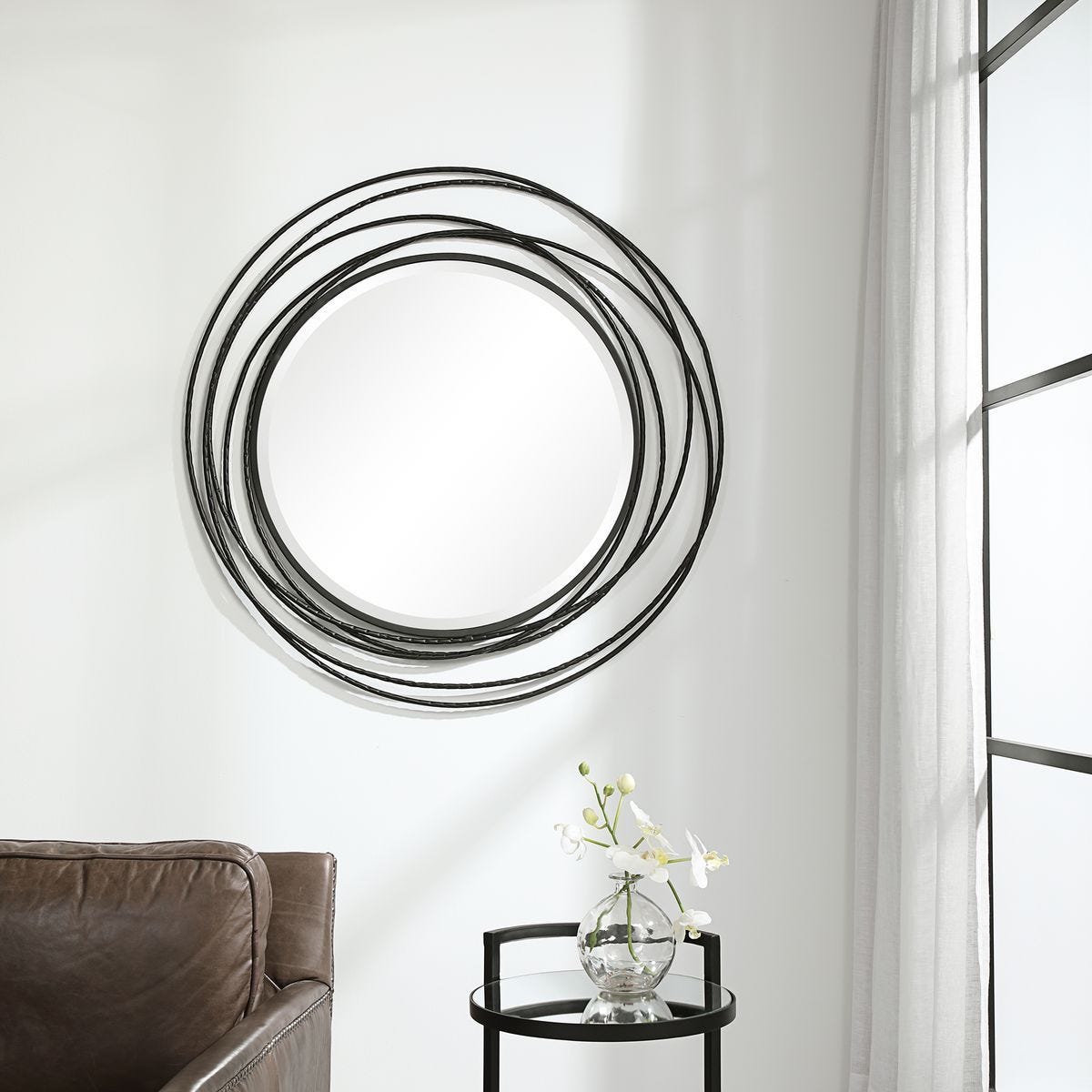 Whirlwind Round Mirror, Black – Mirrors by Uttermost | Sutter & Vale