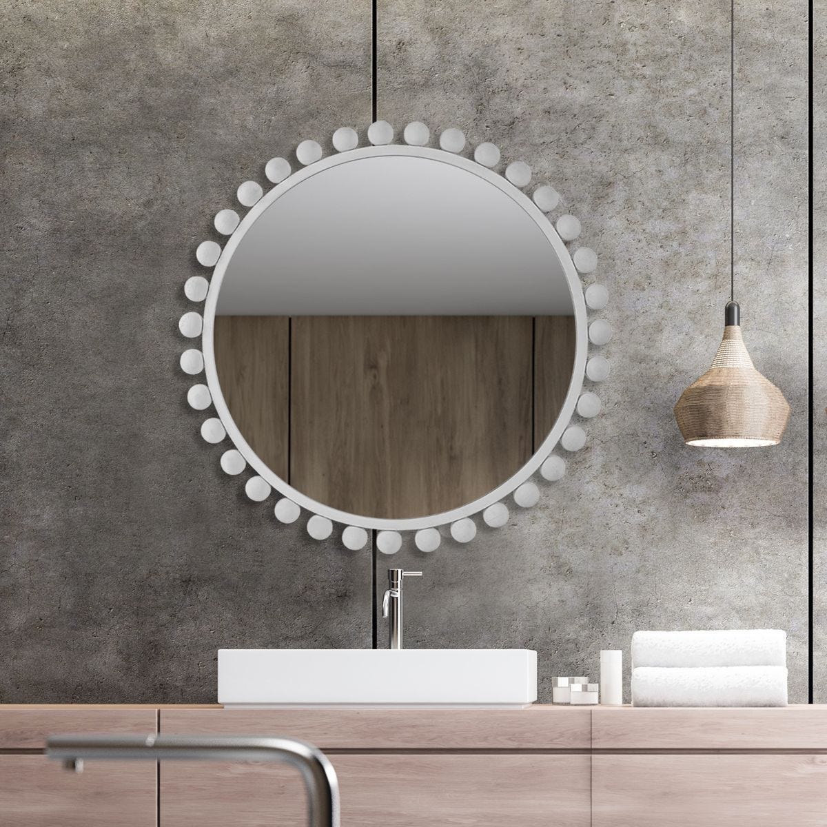 Cyra Round Mirror, White – Mirrors by Uttermost | Sutter & Vale