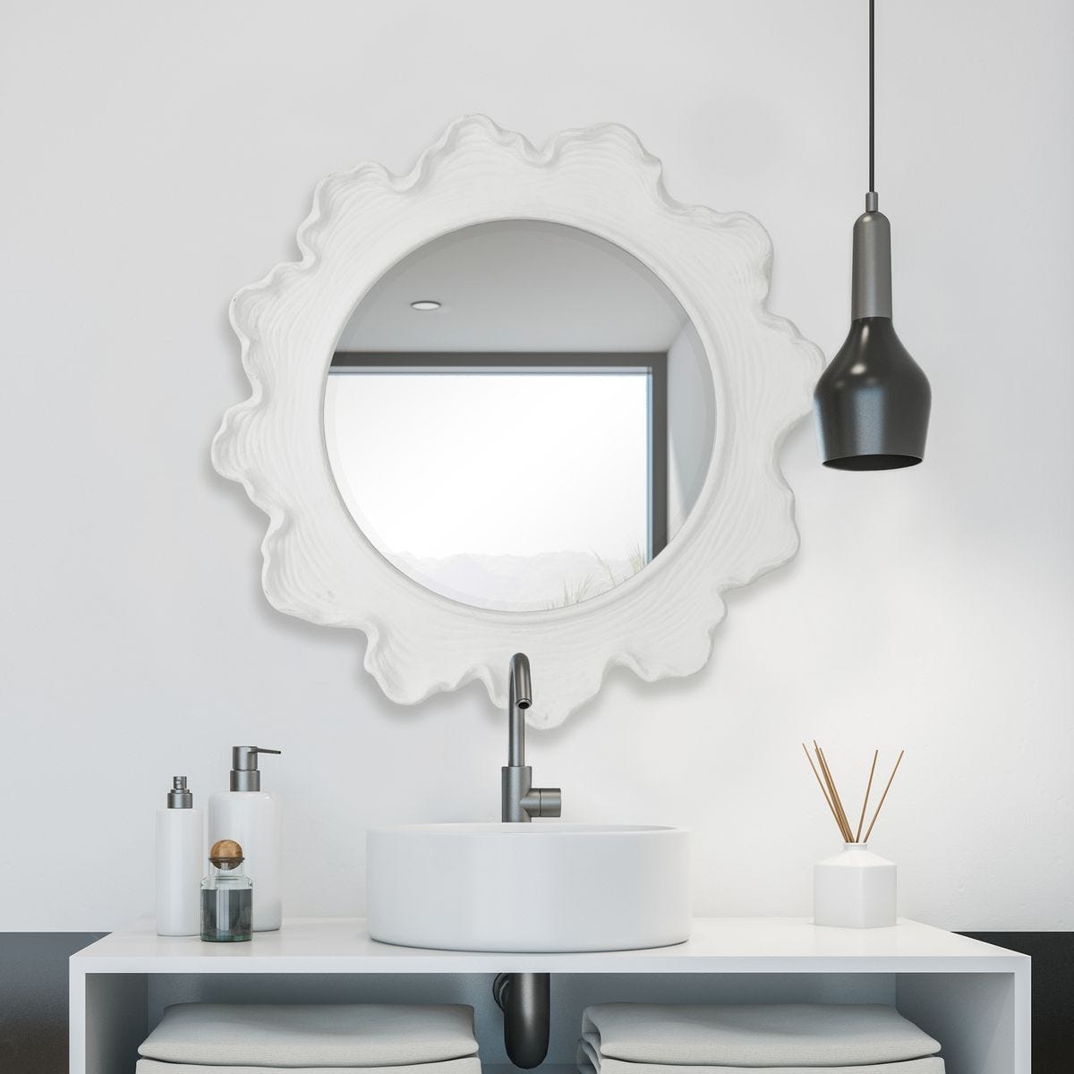 Sea Coral Round Mirror, White – Mirrors by Uttermost | Sutter & Vale