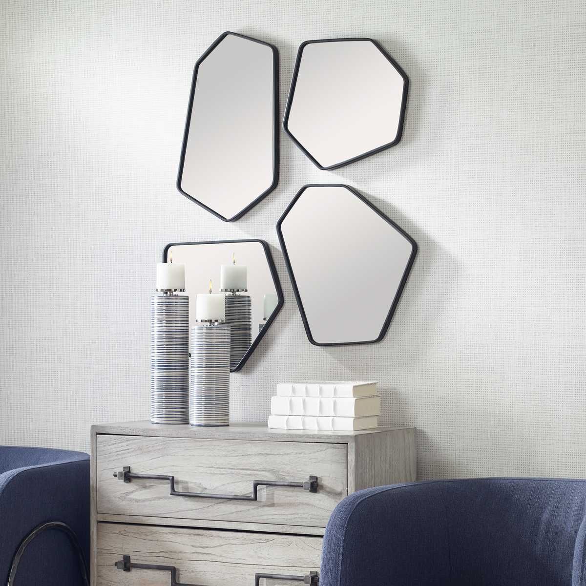Linneah Mirrors, Black, S/4 – Mirrors by Uttermost | Sutter & Vale