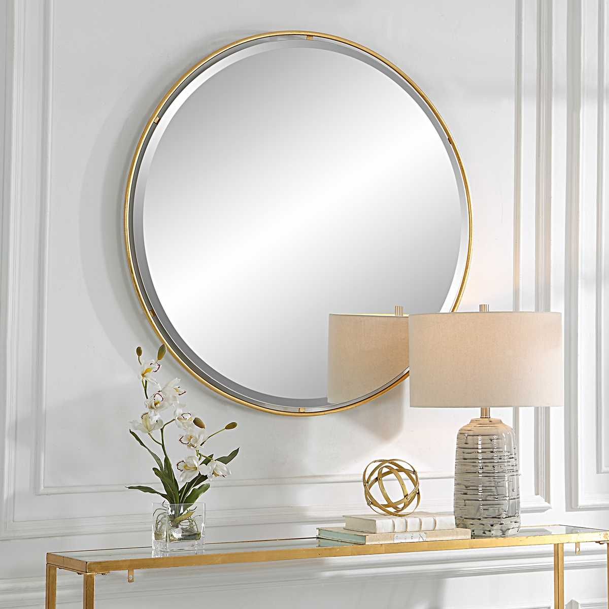 Canillo Round Mirror, Gold – Mirrors by Uttermost | Sutter & Vale