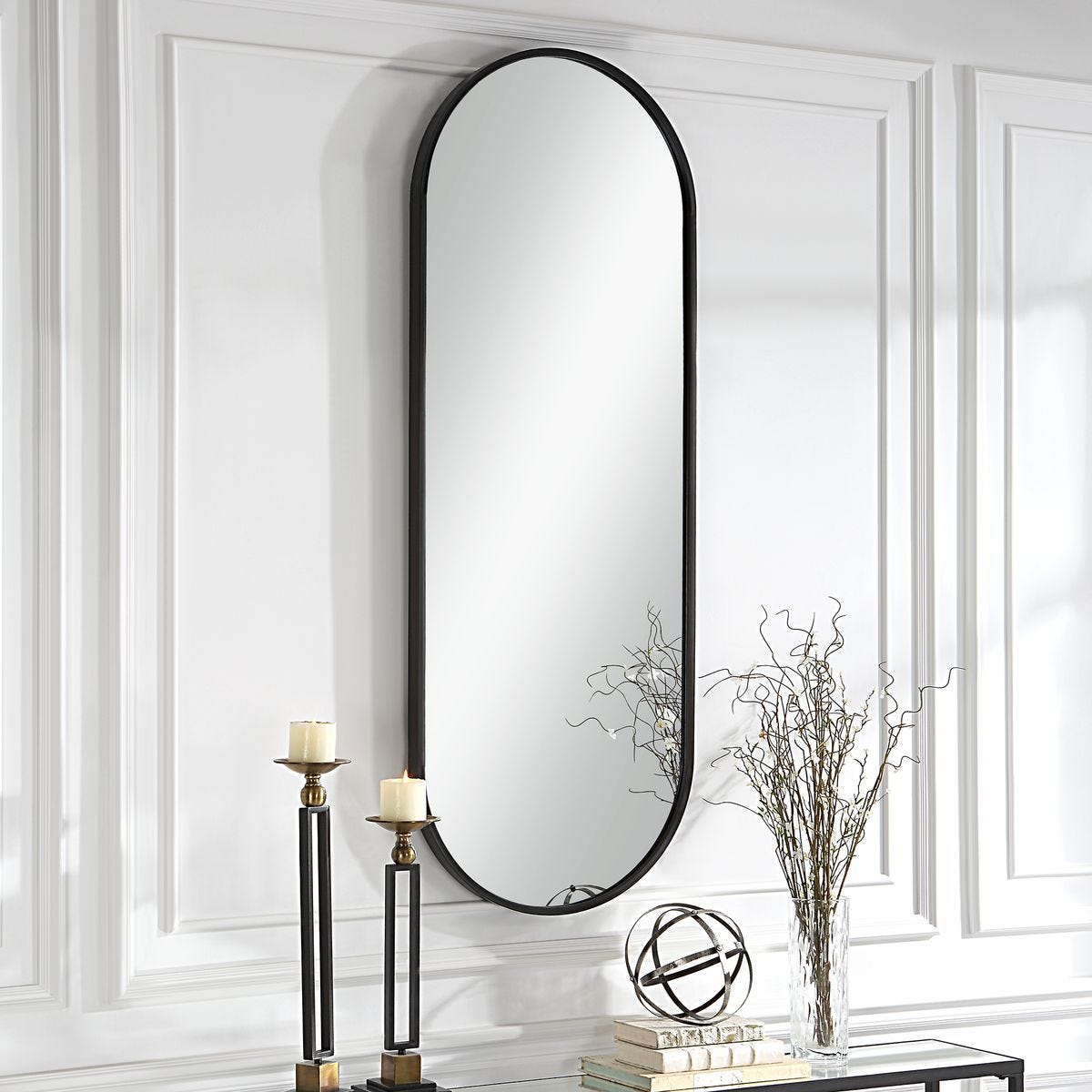 Varina Tall Mirror, Black – Mirrors by Uttermost | Sutter & Vale