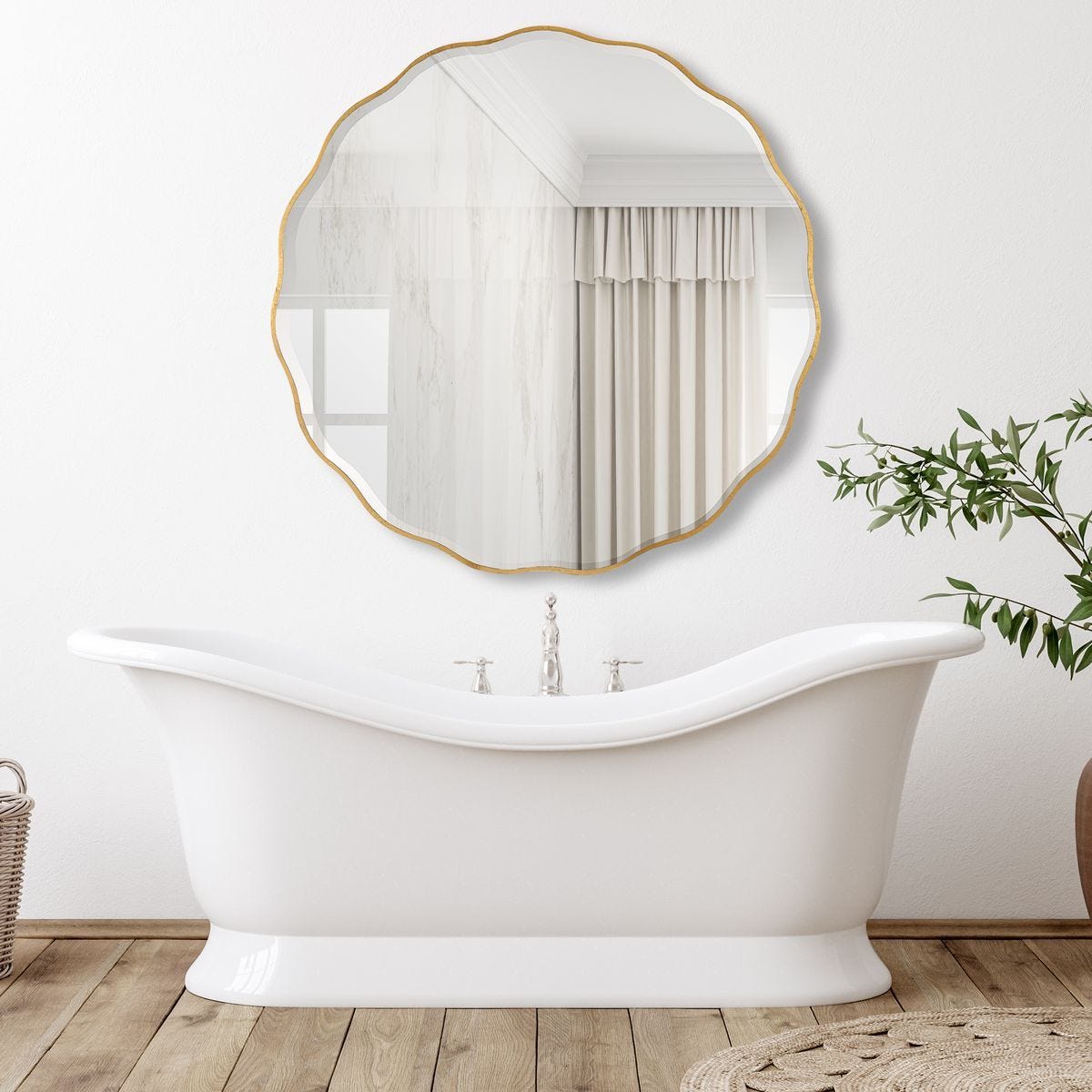 Aneta Large Round Mirror, Gold – Mirrors by Uttermost | Sutter & Vale