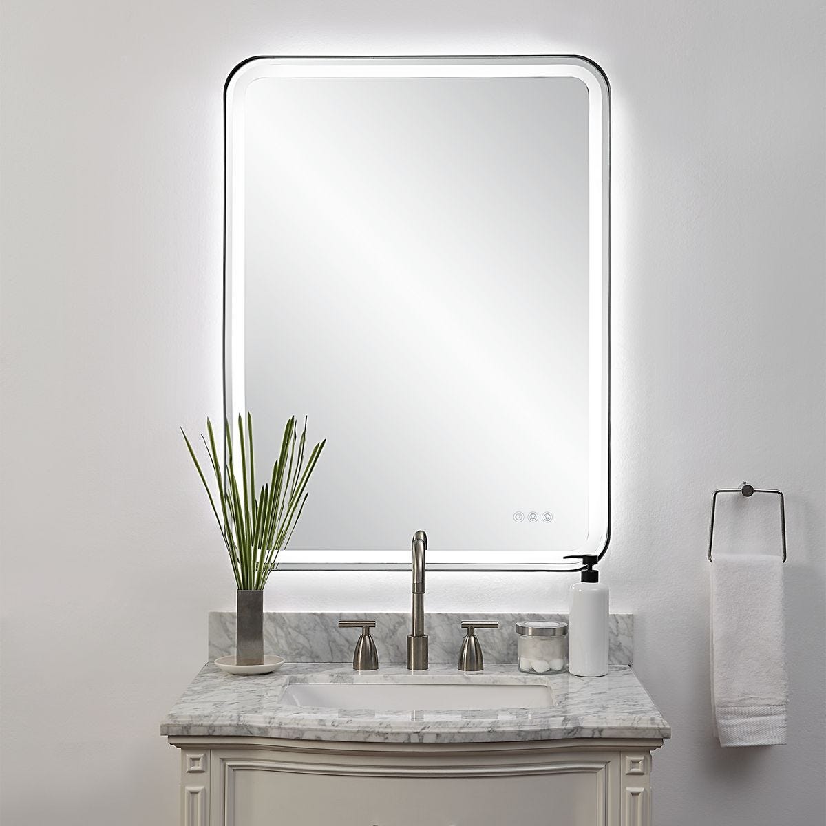Crofton Lighted Large Mirror, Black – Mirrors by Uttermost | Sutter & Vale