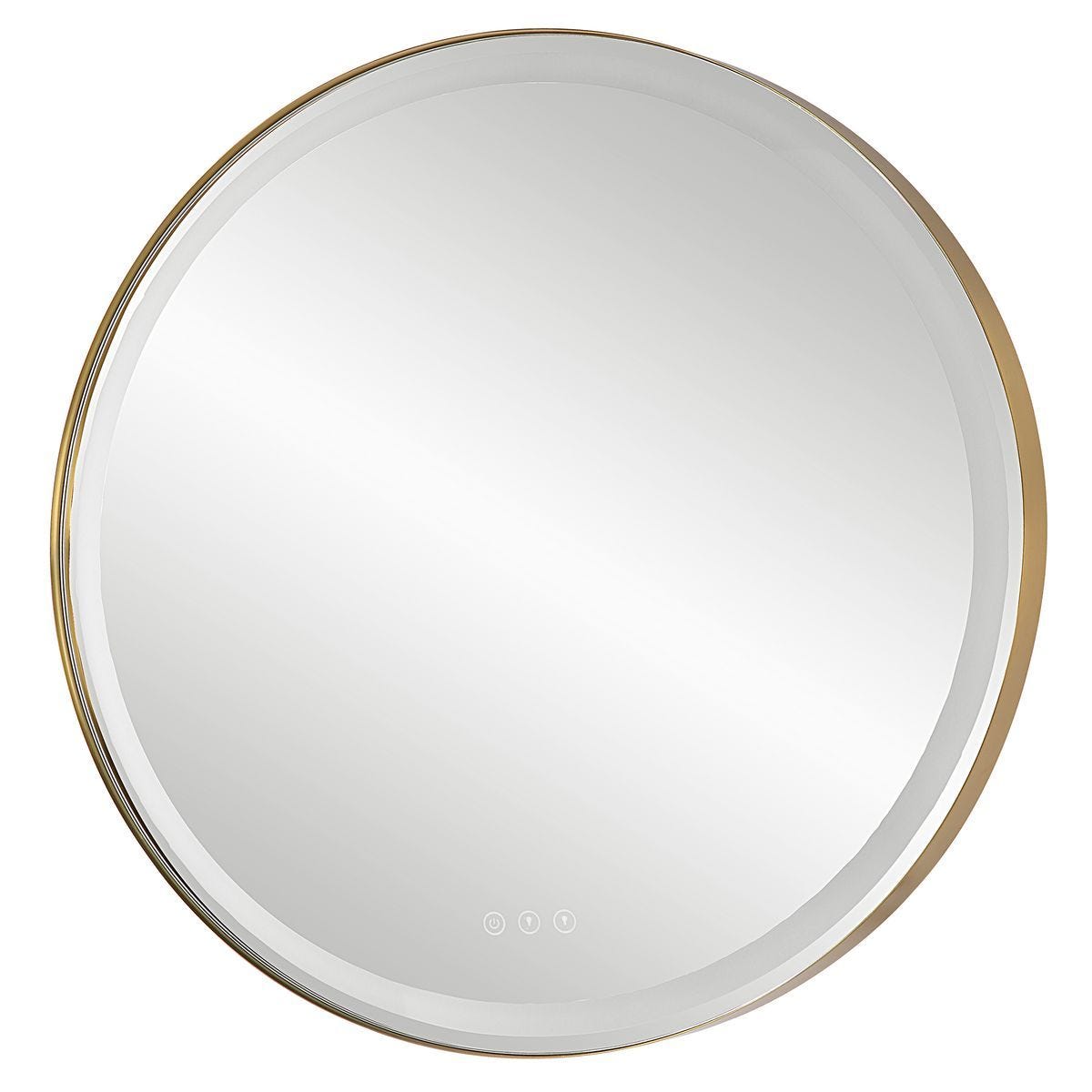 Crofton Lighted Round Mirror, Brass – Mirrors by Uttermost | Sutter & Vale