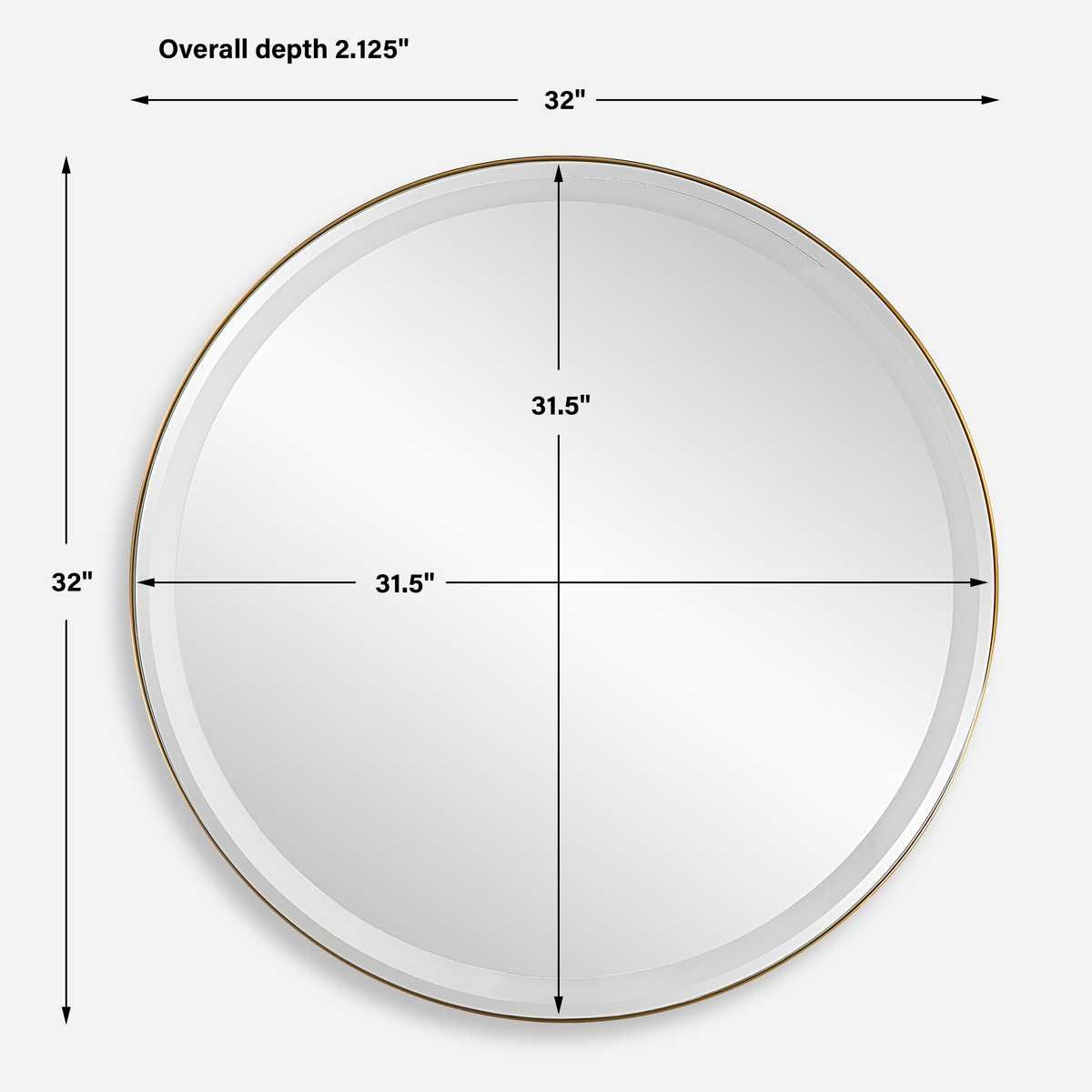 Crofton Lighted Round Mirror, Brass by Uttermost