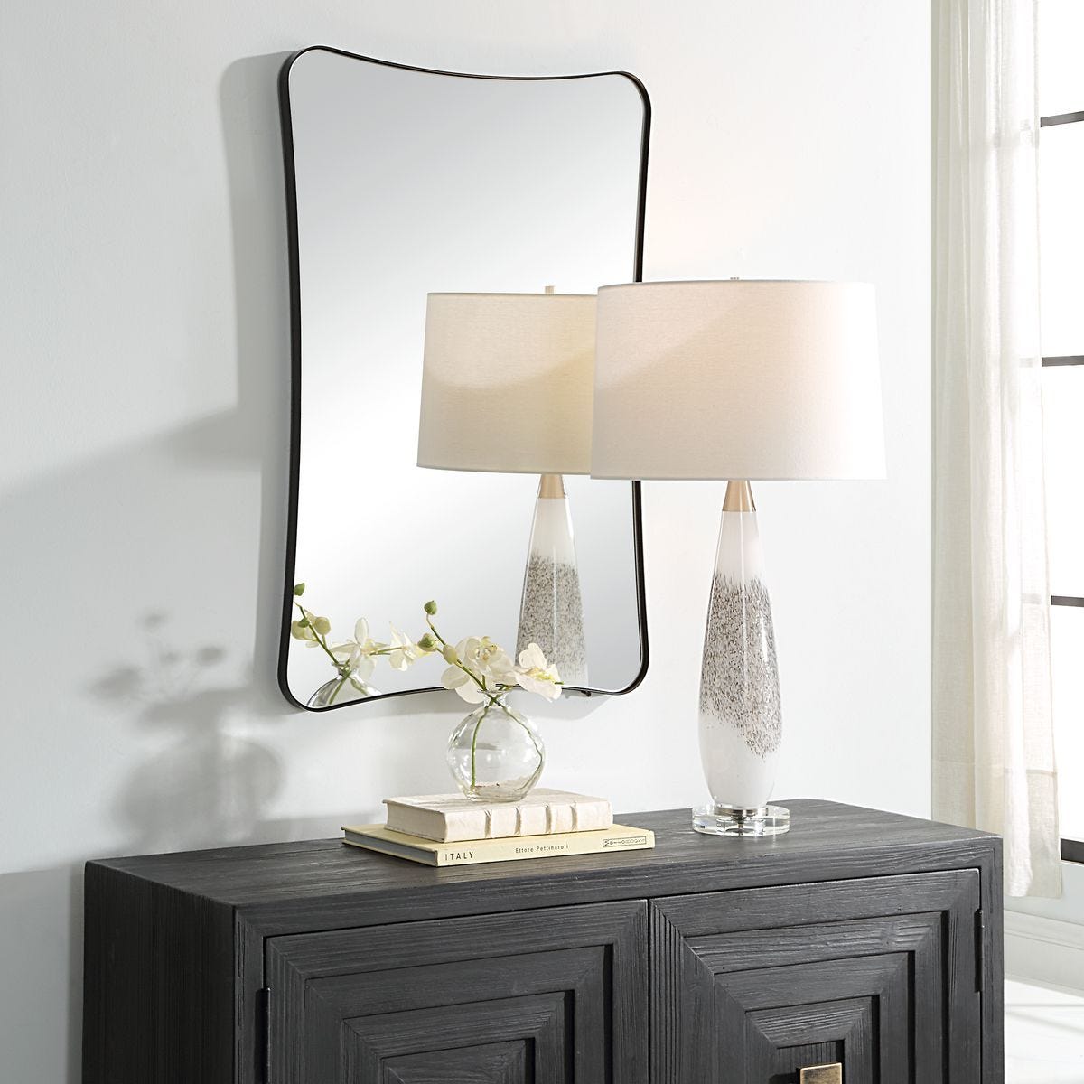 Loudon Vanity Mirror, Black – Mirrors by Uttermost | Sutter & Vale