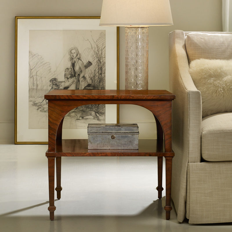 Classical End Table With Shelf-Walnut