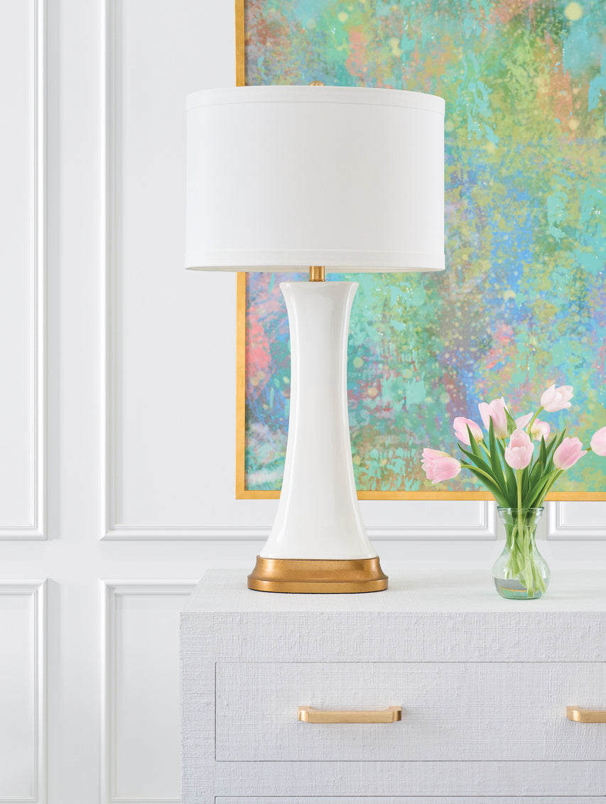 Hopper Lamp - White in 33.5 / Ceramic/Porcelain - Chelsea House