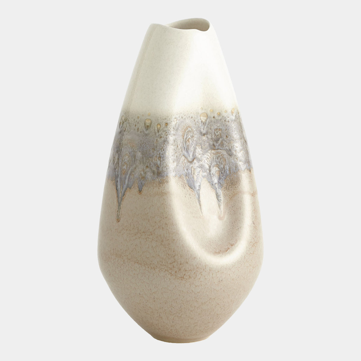 Dented Vase-Cream Rises-Lg