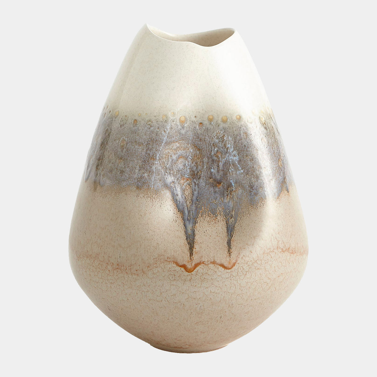 Dented Vase-Cream Rises-Sm