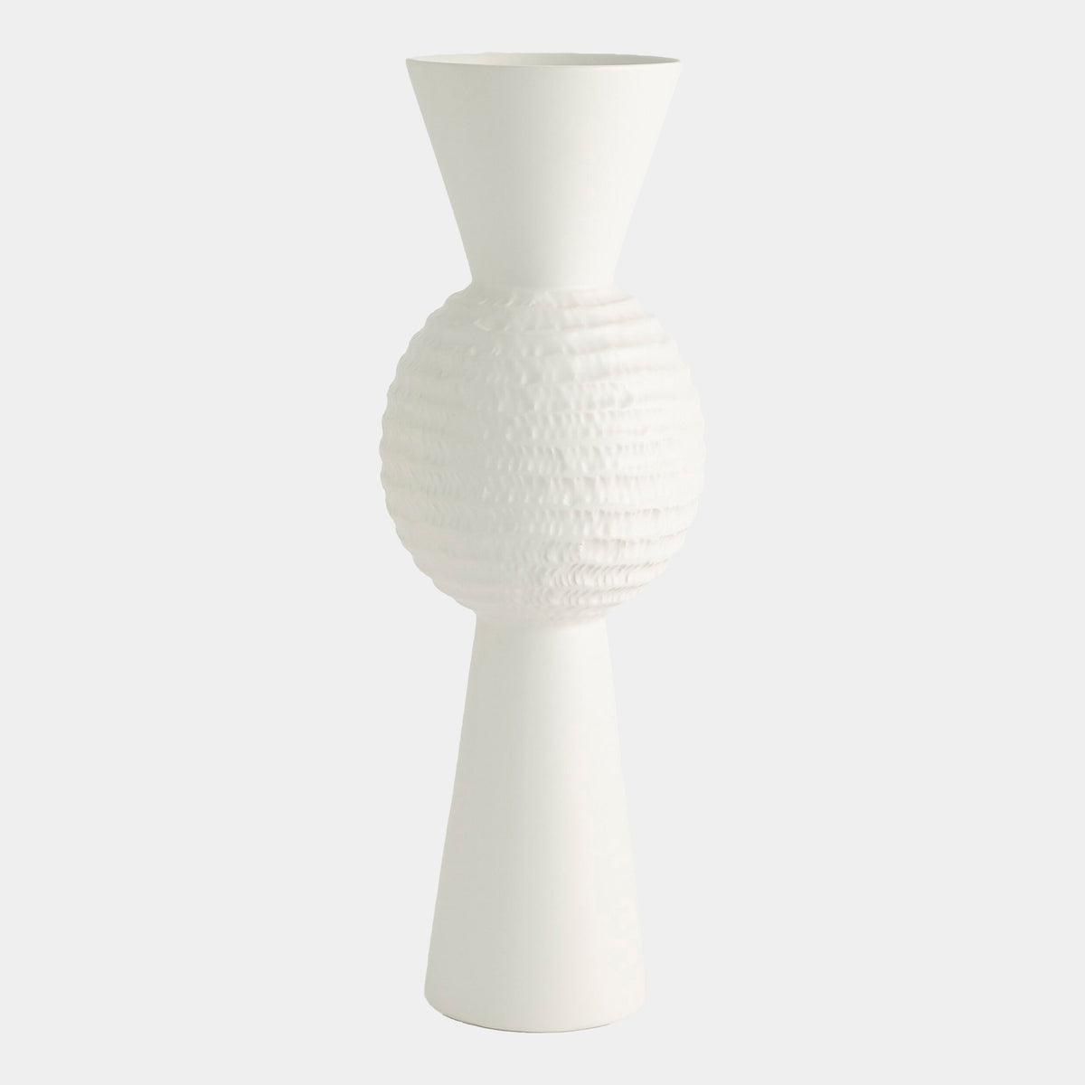 Kallinikos Chiseled Orb Vase-High-Matte White