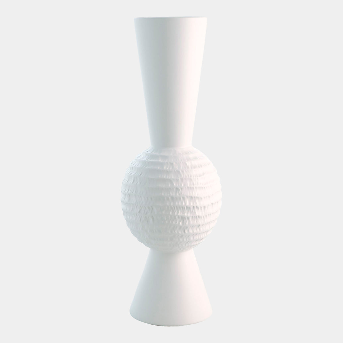 Kallinikos Chiseled Orb Vase-Low-Matte White