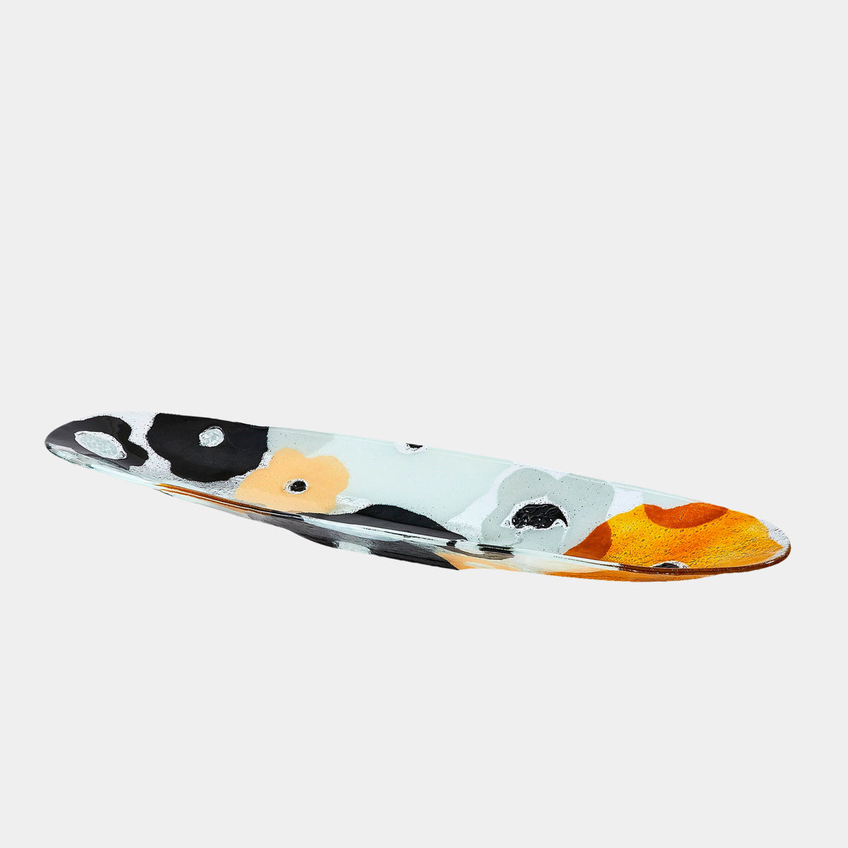 Fused Floral Boat Bowl-Neutral