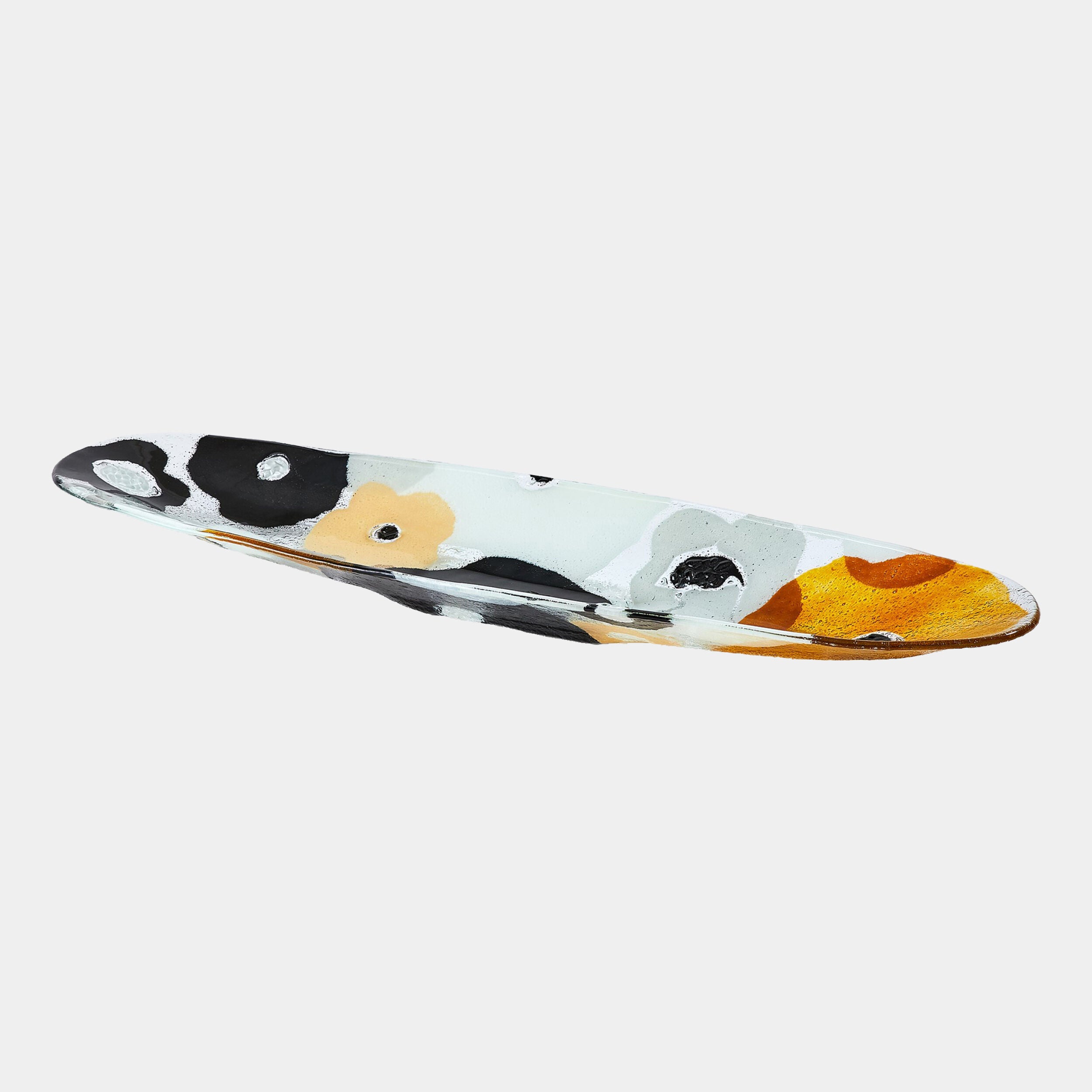 Fused Floral Boat Bowl-Neutral