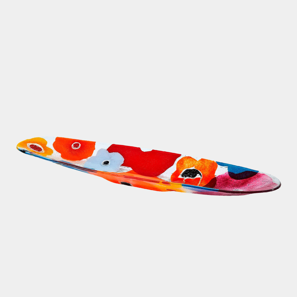 Fused Floral Boat Bowl-Bright