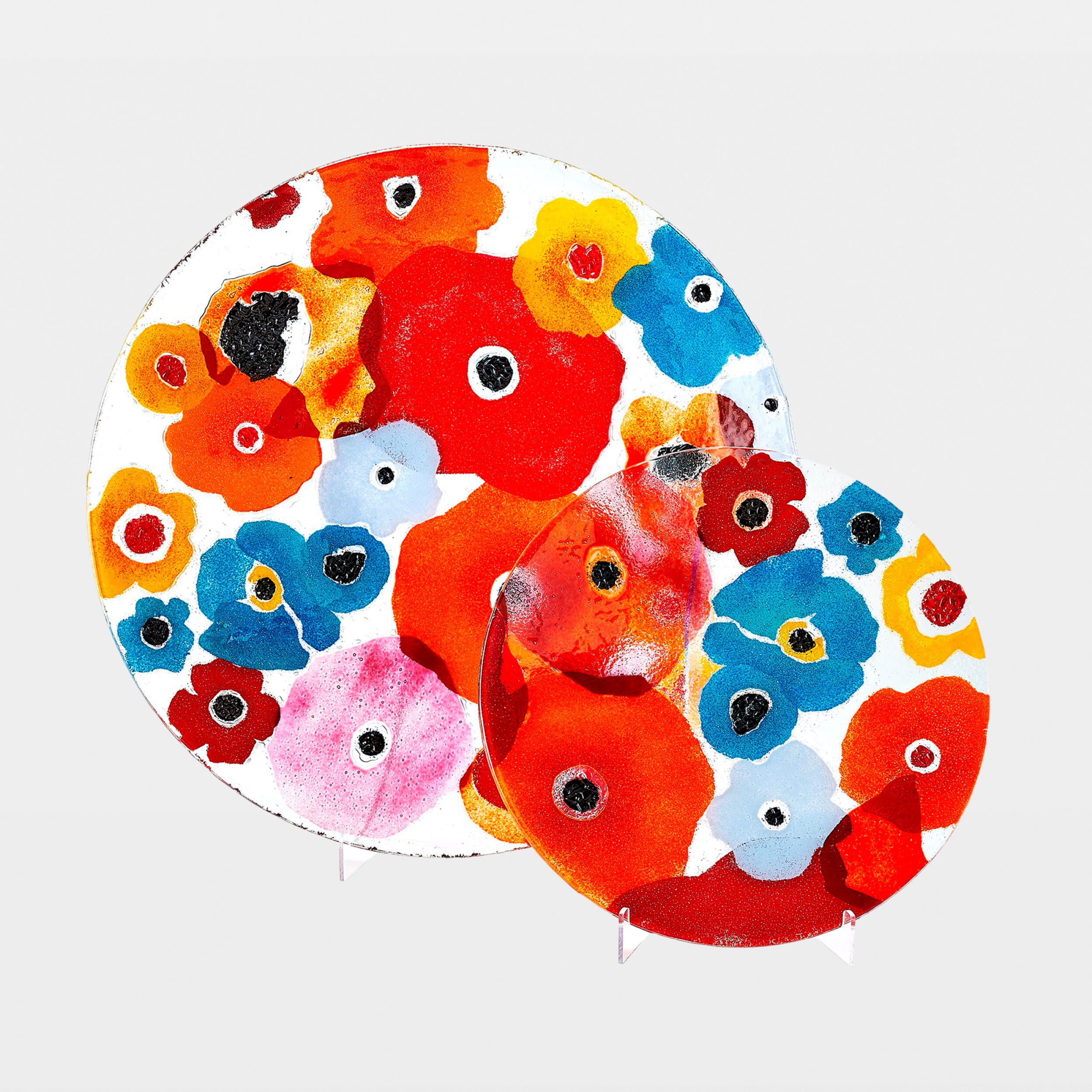 Fused Floral Boat Bowl-Bright