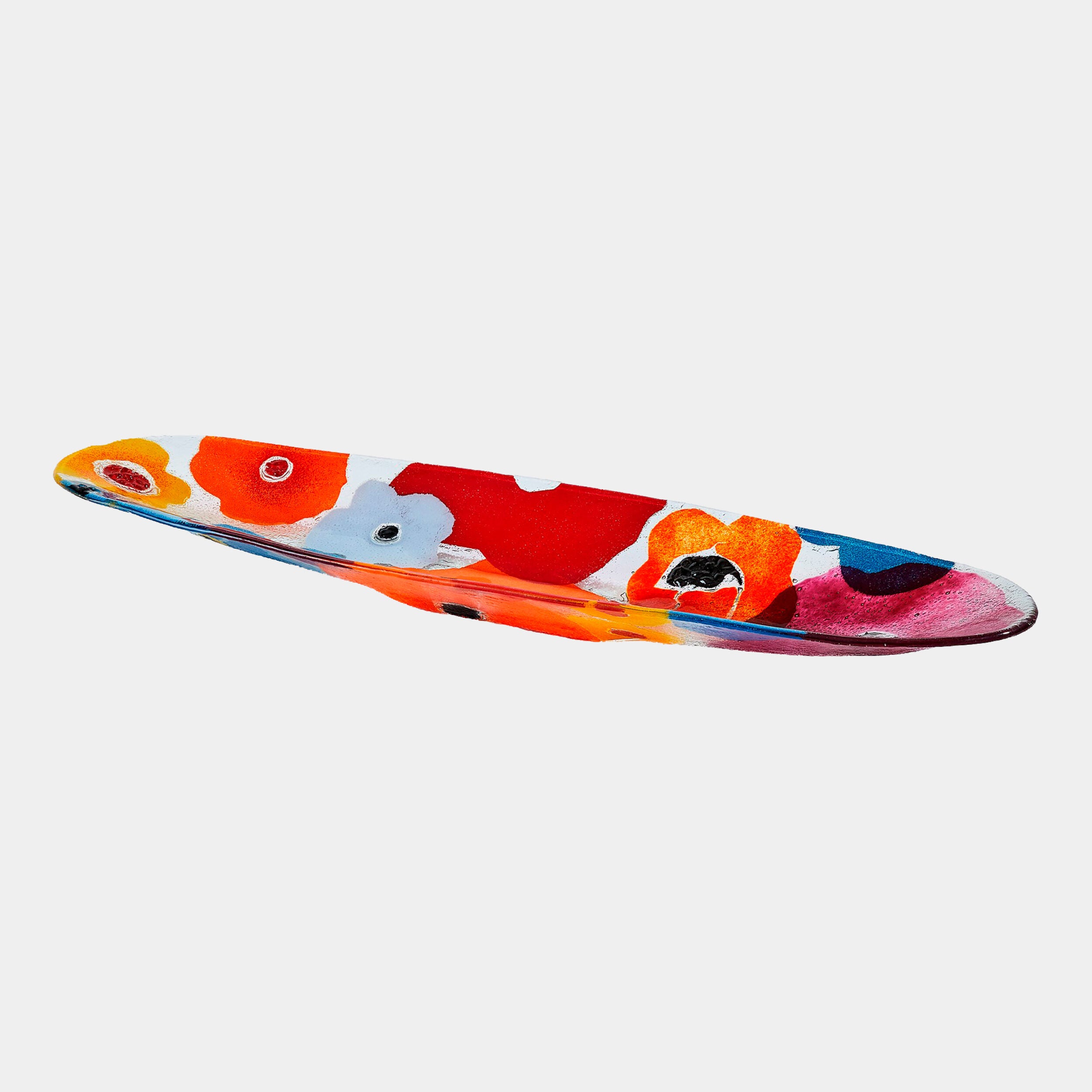 Fused Floral Boat Bowl-Bright