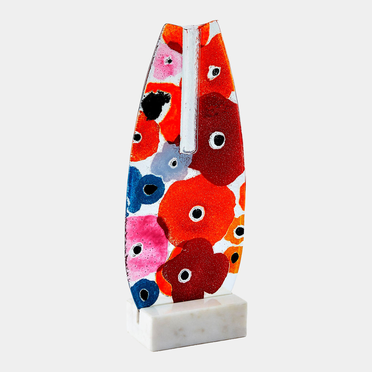 Fused Floral Flat Vase-Bright