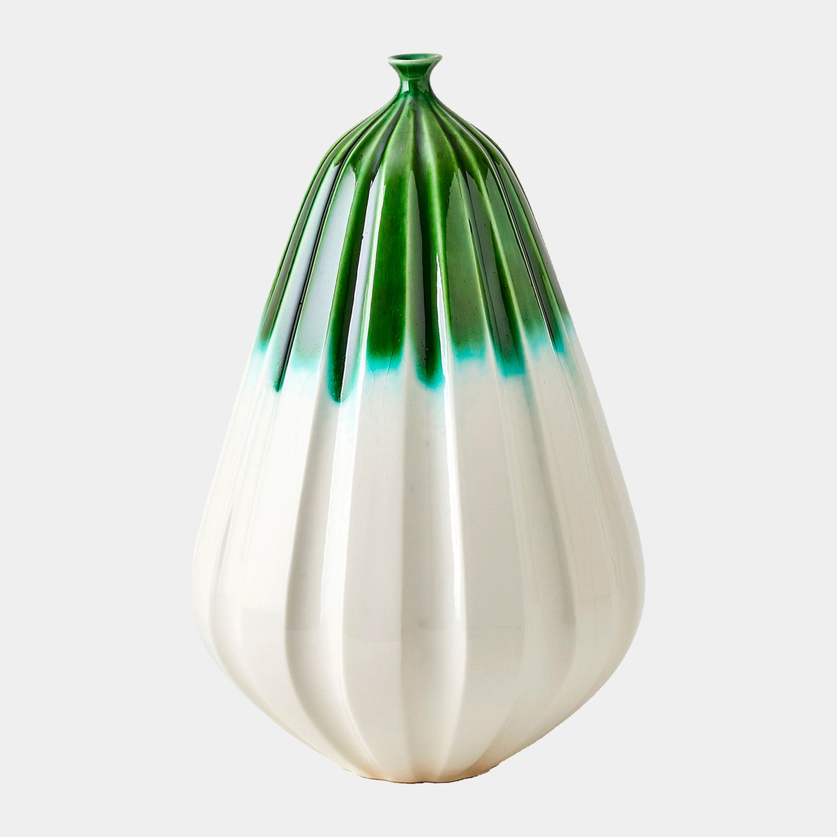 Furrow Vase-Emerald-Sm