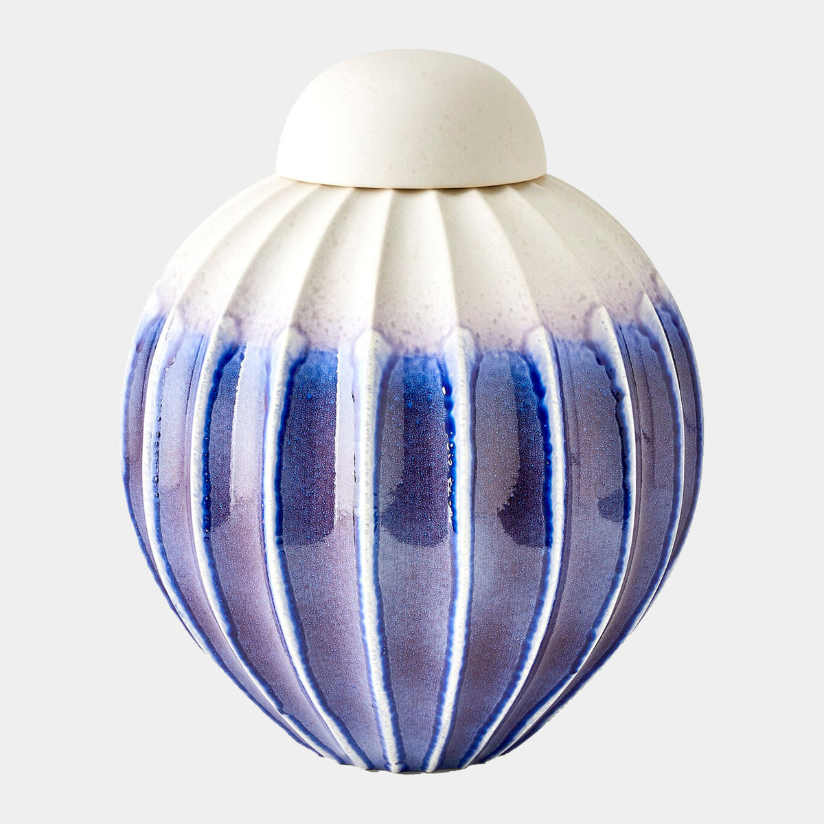 Audra Fluted Jar w/Lid-Cobalt-Wide