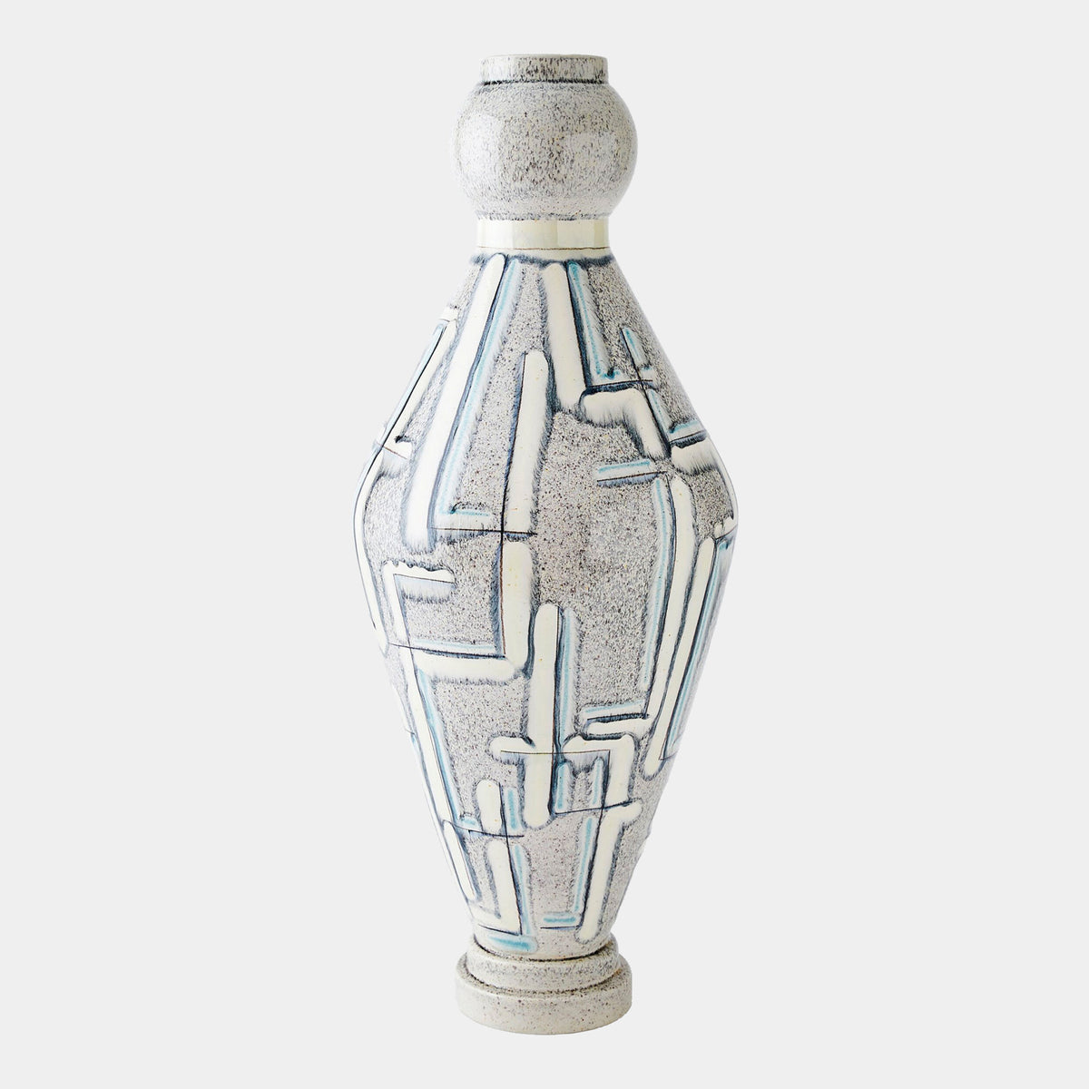 Spindle Vase-Gray/Blue Painted-Lg