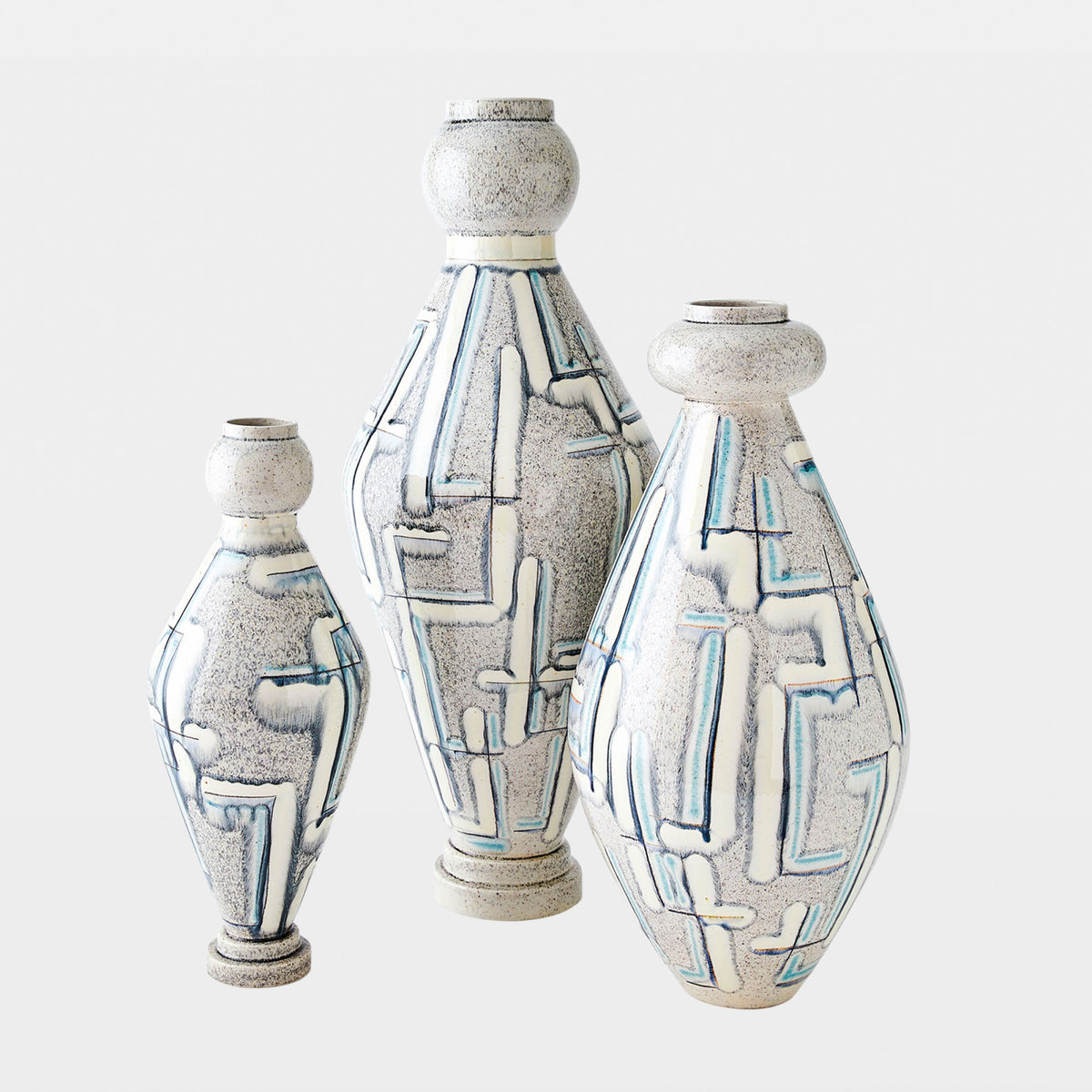 Spindle Vase-Gray/Blue Painted-Sm